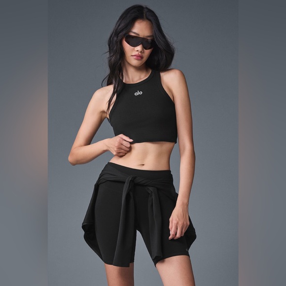 Alo Yoga Ribbed Cropped Tank Top Black - Picture 3 of 5